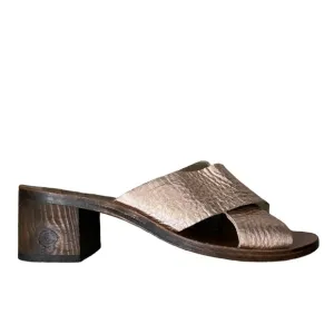 Ancient Greek Handmade Sandals Metallic Leather Wood Heel Size 6