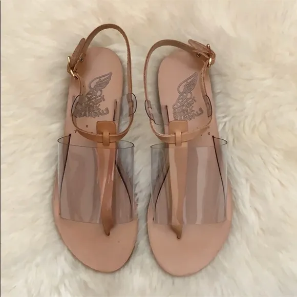 ANCIENT GREEK LEATHER SANDALS W/ MODERN VINYL PLASTIC LIMITED EDITION LIDO SZ 38