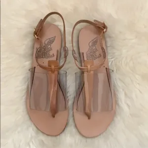 ANCIENT GREEK LEATHER SANDALS W/ MODERN VINYL PLASTIC LIMITED EDITION LIDO SZ 38