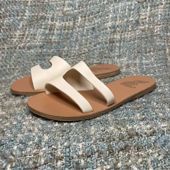 Ancient Greek Sandals Leria Laser Cut Leather Sandals in Off-White Vachetta