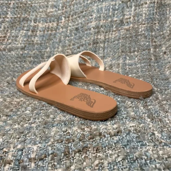 Ancient Greek Sandals Leria Laser Cut Leather Sandals in Off-White Vachetta