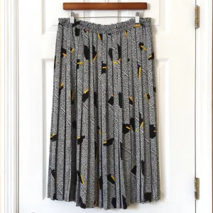 Andrea Gayle 80's Vintage Funky Static High Waisted Pleated A-Line Midi Skirt L