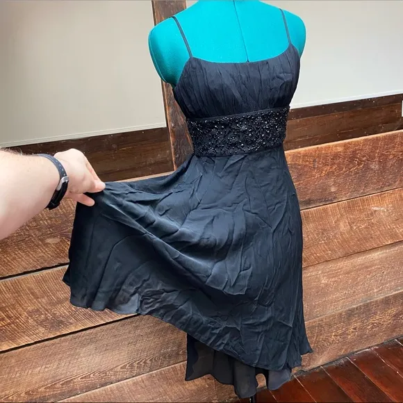 Ann Taylor Beaded Silk Little Black Cocktail Dress Whimsigoth