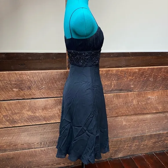 Ann Taylor Beaded Silk Little Black Cocktail Dress Whimsigoth