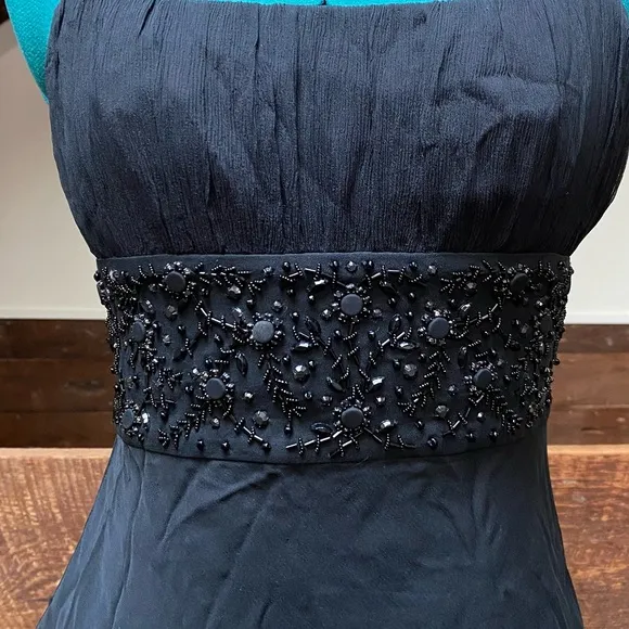 Ann Taylor Beaded Silk Little Black Cocktail Dress Whimsigoth