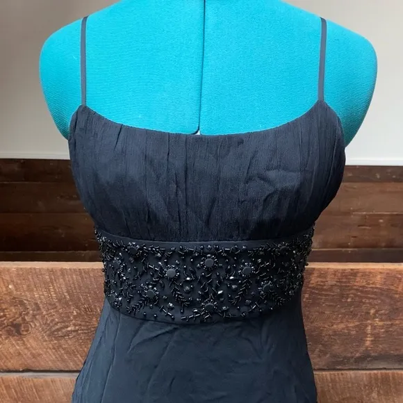 Ann Taylor Beaded Silk Little Black Cocktail Dress Whimsigoth