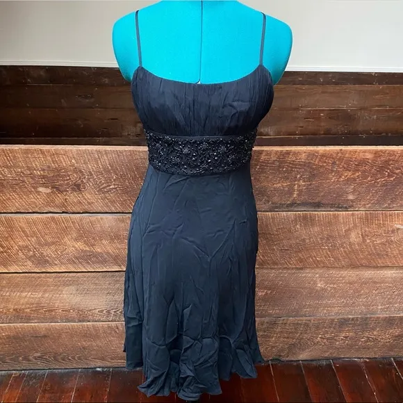 Ann Taylor Beaded Silk Little Black Cocktail Dress Whimsigoth