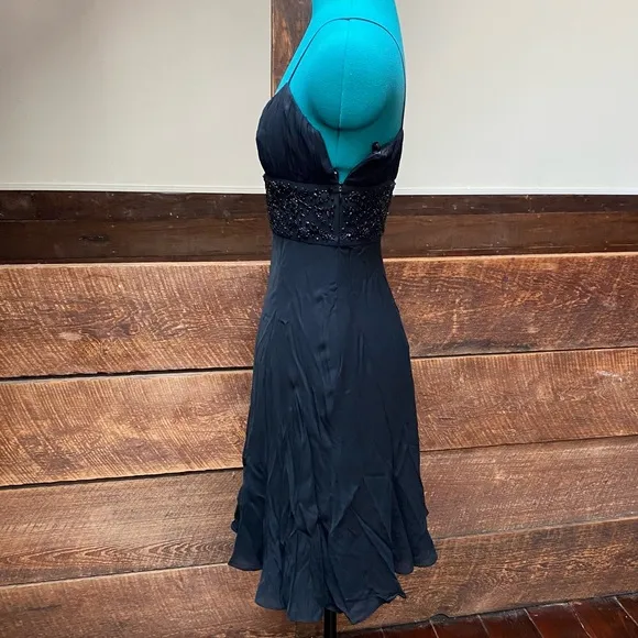 Ann Taylor Beaded Silk Little Black Cocktail Dress Whimsigoth