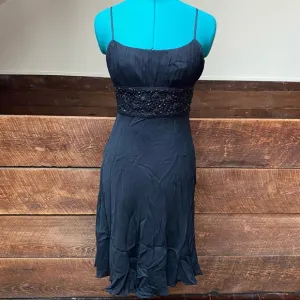 Ann Taylor Beaded Silk Little Black Cocktail Dress Whimsigoth