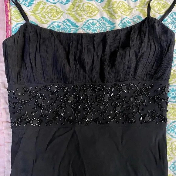 Ann Taylor Beaded Silk Little Black Cocktail Dress Whimsigoth