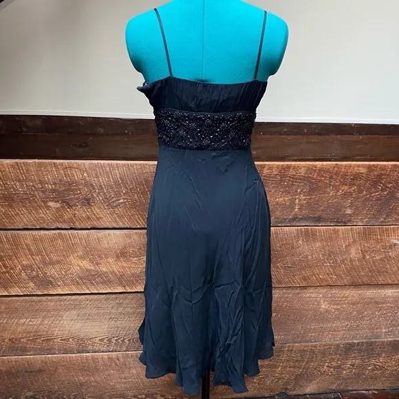 Ann Taylor Beaded Silk Little Black Cocktail Dress Whimsigoth