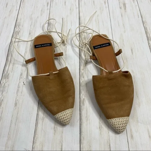 Anthropologie Angel Alarcon Sonya Ankle Tie Flats