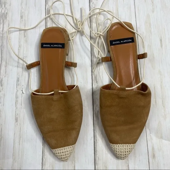 Anthropologie Angel Alarcon Sonya Ankle Tie Flats