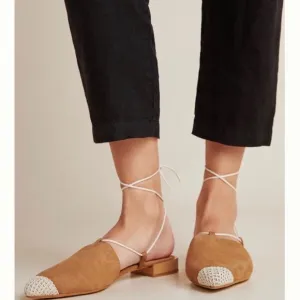 Anthropologie Angel Alarcon Sonya Ankle Tie Flats