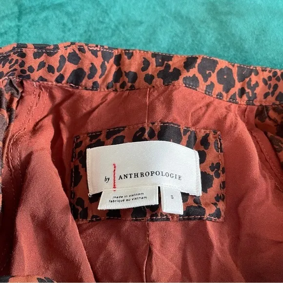 Anthropologie Brown Leopard Print Maeve Antoinette Maxi/Midi Dress EUC Size S