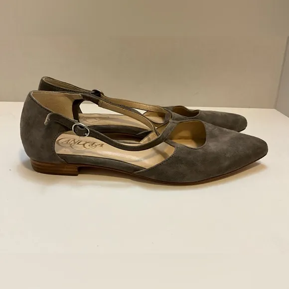Anthropologie Candela Burton Strap Suede Flats 8