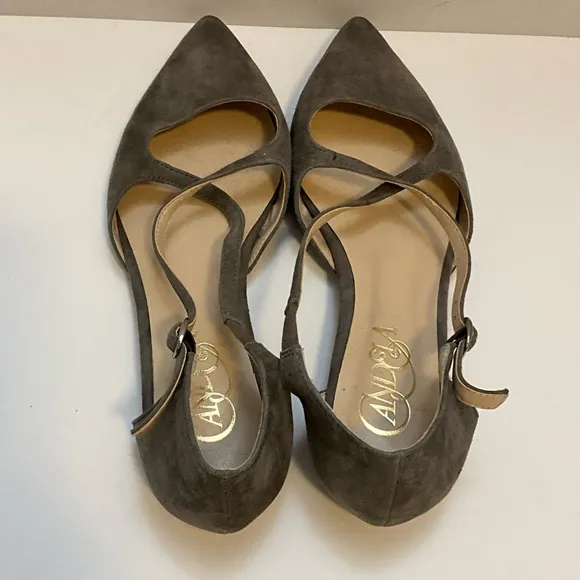 Anthropologie Candela Burton Strap Suede Flats 8