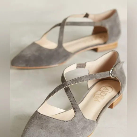 Anthropologie Candela Burton Strap Suede Flats 8
