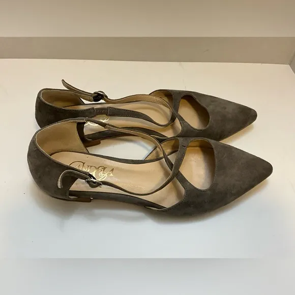 Anthropologie Candela Burton Strap Suede Flats 8
