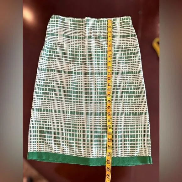 Anthropologie COS Midi Green Checked Jacquard Knit Skirt Size S