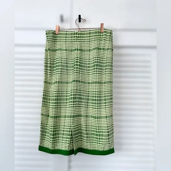 Anthropologie COS Midi Green Checked Jacquard Knit Skirt Size S