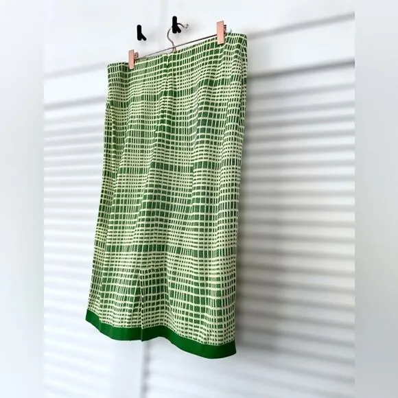 Anthropologie COS Midi Green Checked Jacquard Knit Skirt Size S