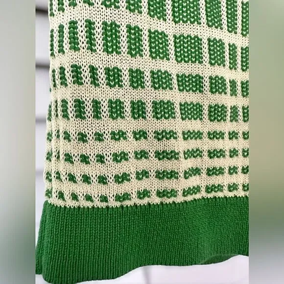 Anthropologie COS Midi Green Checked Jacquard Knit Skirt Size S