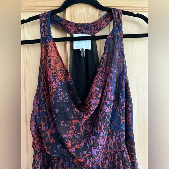 Anthropologie HD in Paris Seeped Sinopia Racerback Silk Maxi Dress Size M