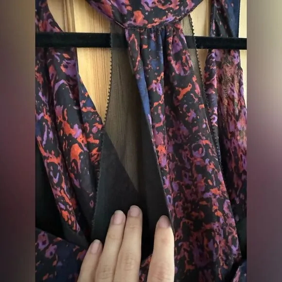 Anthropologie HD in Paris Seeped Sinopia Racerback Silk Maxi Dress Size M