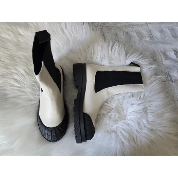 Anthropologie Maeve Cream Chelsea Boots - New 38EU (7.5-8.0 US)