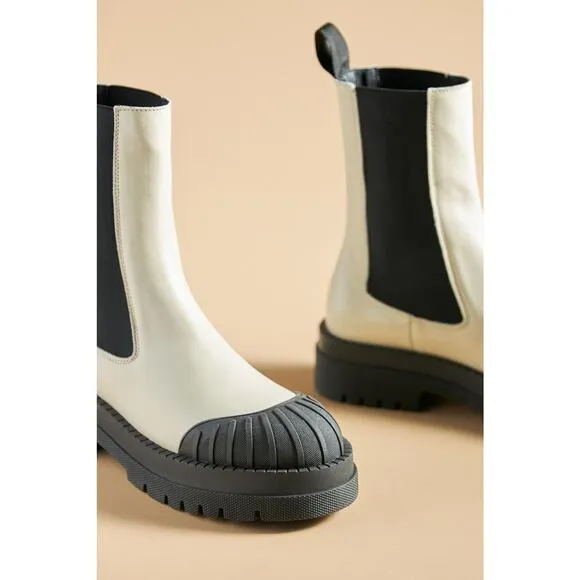 Anthropologie Maeve Cream Chelsea Boots - New 38EU (7.5-8.0 US)