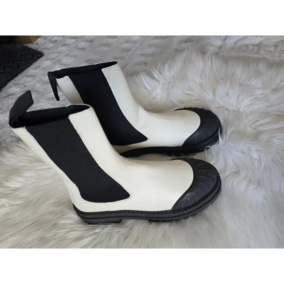 Anthropologie Maeve Cream Chelsea Boots - New 38EU (7.5-8.0 US)