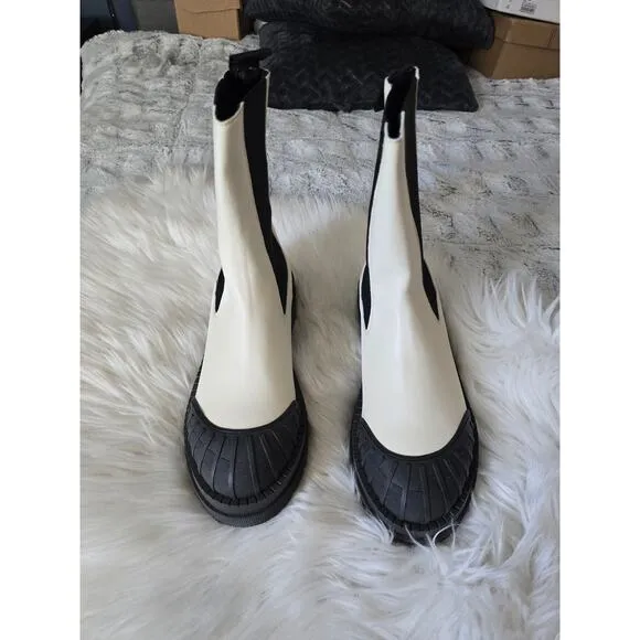 Anthropologie Maeve Cream Chelsea Boots - New 38EU (7.5-8.0 US)
