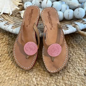 Anthropologie New Pink laidback London hand beaded Flip Flop sandal 🌈