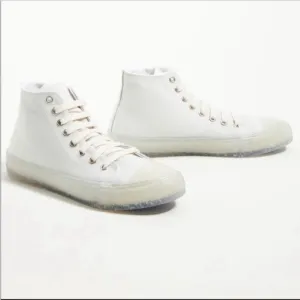 ANTHROPOLOGIE Soho Cotton High Top Sneakers Lace Up Shoes White Recykers NWT