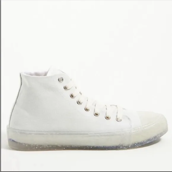 ANTHROPOLOGIE Soho Cotton High Top Sneakers Lace Up Shoes White Recykers NWT