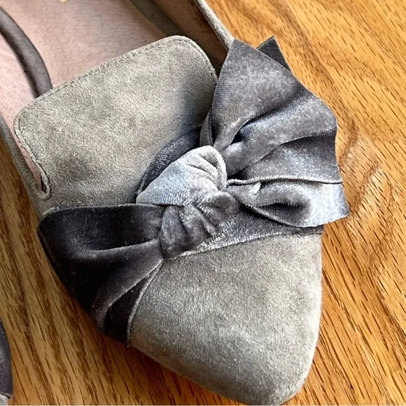 Anthropologie Suede Velvet Bow Flats Womens 9 M