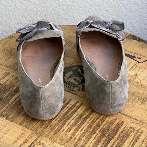 Anthropologie Suede Velvet Bow Flats Womens 9 M