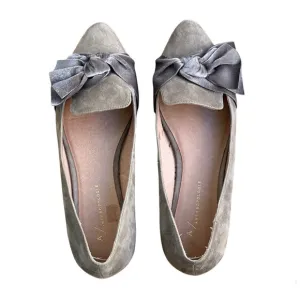 Anthropologie Suede Velvet Bow Flats Womens 9 M