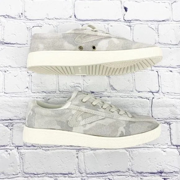 Anthropologie Tretorn Eco Ortholite Ivory Low Top Suede Camp Sneakers