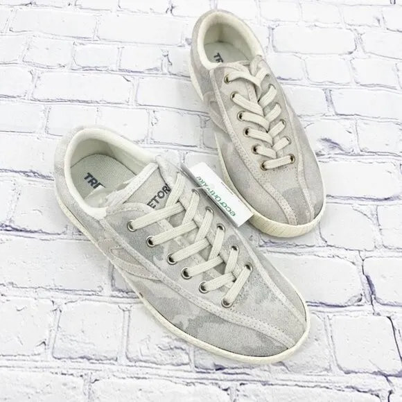 Anthropologie Tretorn Eco Ortholite Ivory Low Top Suede Camp Sneakers