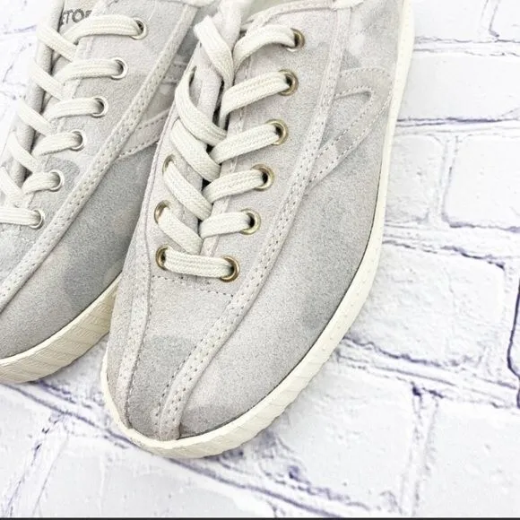 Anthropologie Tretorn Eco Ortholite Ivory Low Top Suede Camp Sneakers