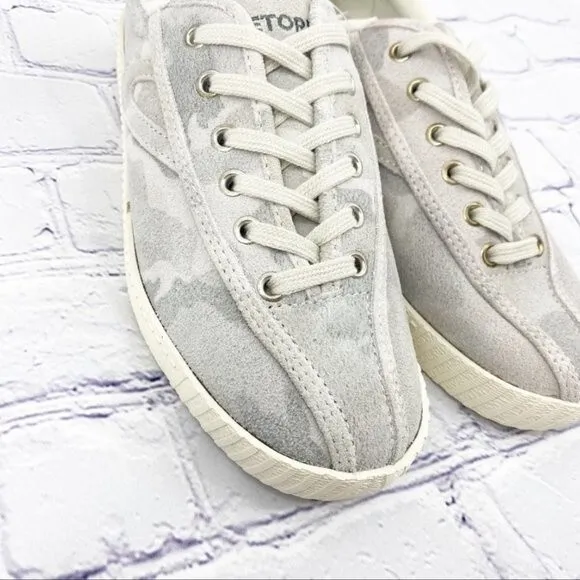Anthropologie Tretorn Eco Ortholite Ivory Low Top Suede Camp Sneakers