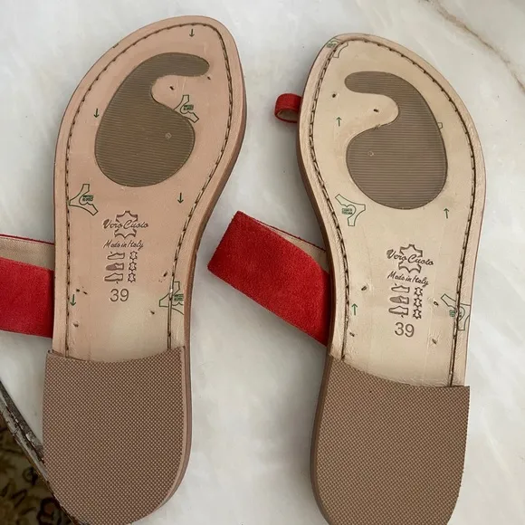 Antica Positano Burnt Orange Suede Sandals 39 NWOT