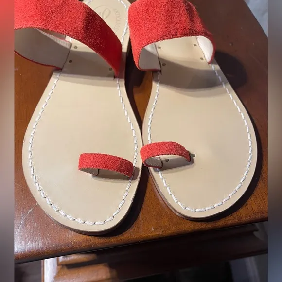 Antica Positano Burnt Orange Suede Sandals 39 NWOT