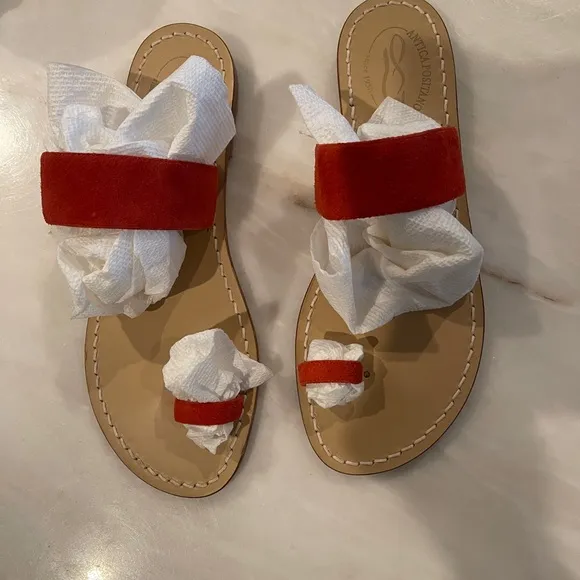 Antica Positano Burnt Orange Suede Sandals 39 NWOT