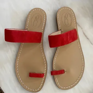 Antica Positano Burnt Orange Suede Sandals 39 NWOT