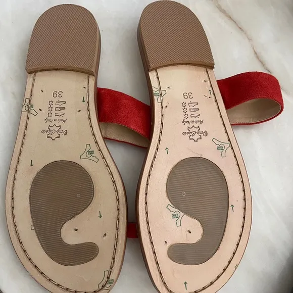 Antica Positano Burnt Orange Suede Sandals 39 NWOT