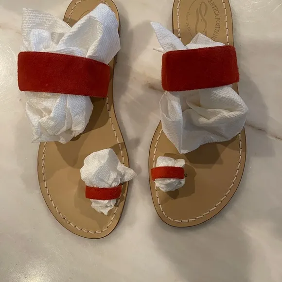 Antica Positano Burnt Orange Suede Sandals 39 NWOT