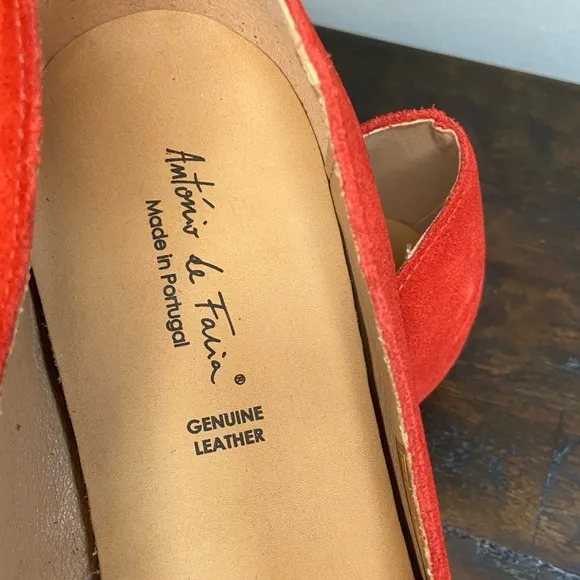 Antonio De Faria Ashley Double Bow Red Suede Flats Size 8 Genuine Leather